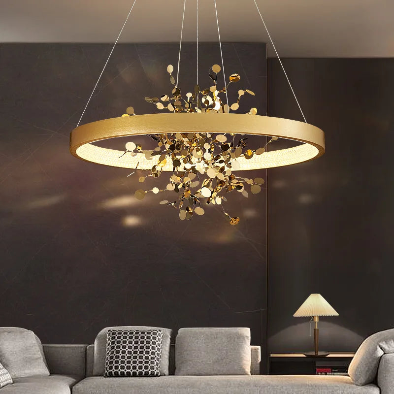 Modern Luxury Copper LED Chandelier for Hotel