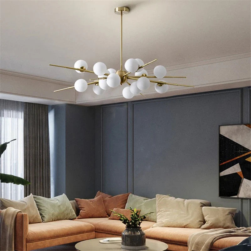 Modern Nordic Glass Ball LED Chandelier for Bar Cafe