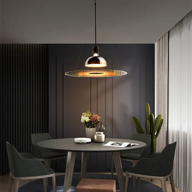 modern Italian designer round flying saucer chandelier