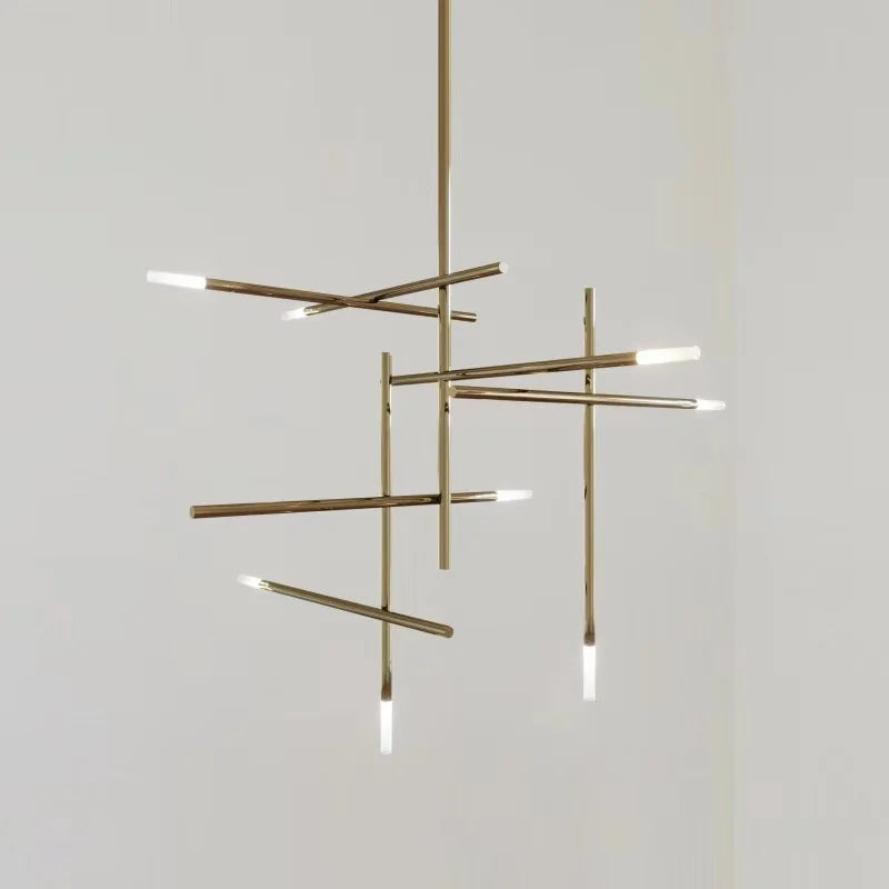 lustre led de luxe postmoderne doré pour hôtel et restaurant