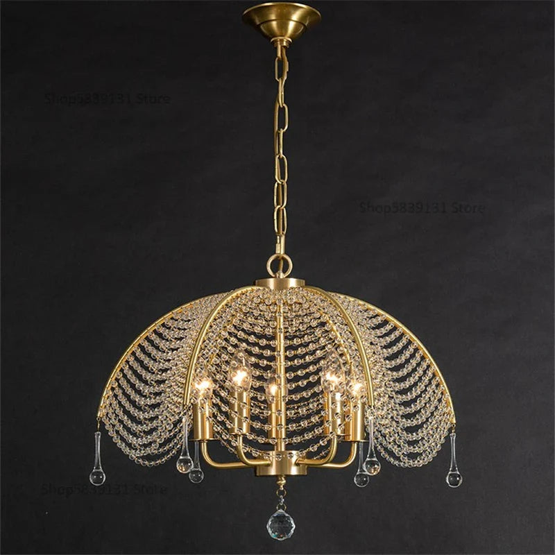 Nordic style crystal and copper chandelier for the whole house