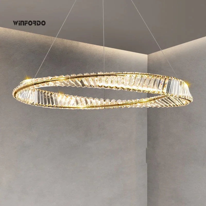 luxury gold chandelier with Winfordo crystal lighting