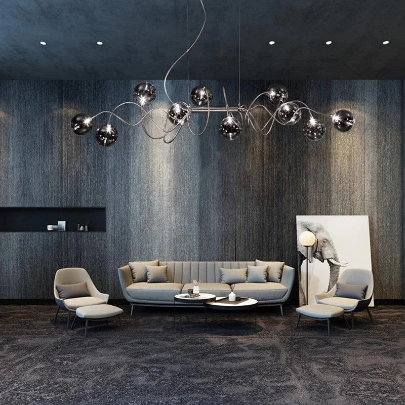 Modern Nordic LED Soot Glass Chandelier for Bar and Cafe