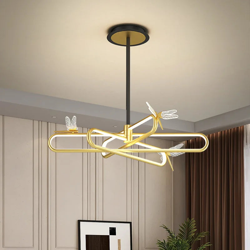 nordic luxury dragonfly LED retractable modern chandelier
