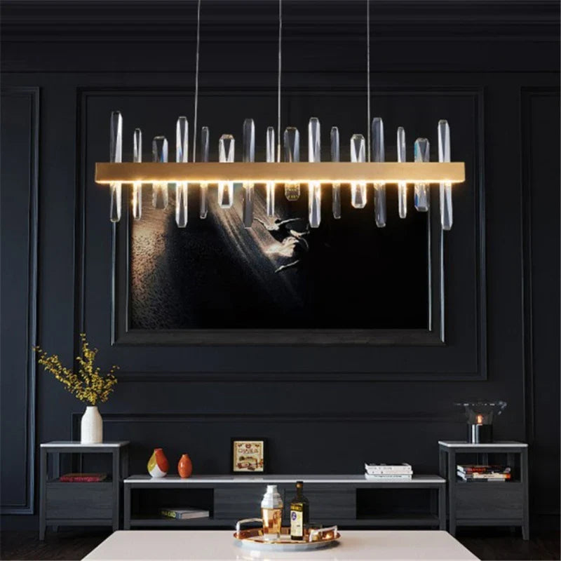 lustre en cristal k9 design art déco avec éclairage led