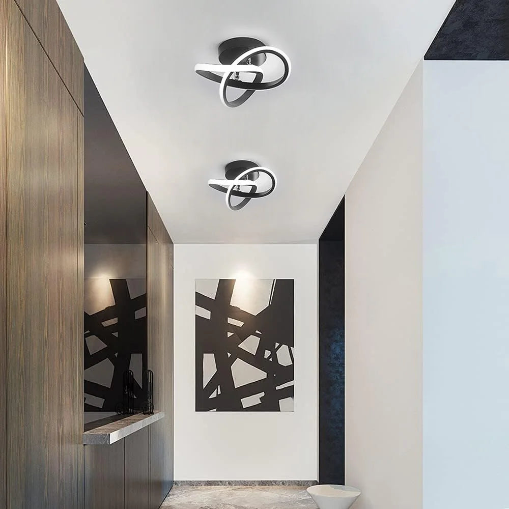 Plafonnier LED Moderne 22W 2500LM – Lustre Noir pour Chambre, Salon et Couloir