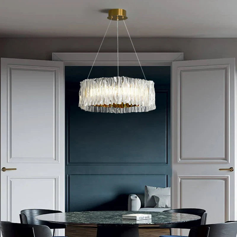 Modern round acrylic Nordic stainless steel chandelier