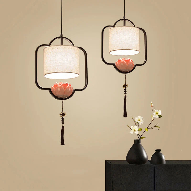 Chinese fabric chandelier for restaurant and hotel