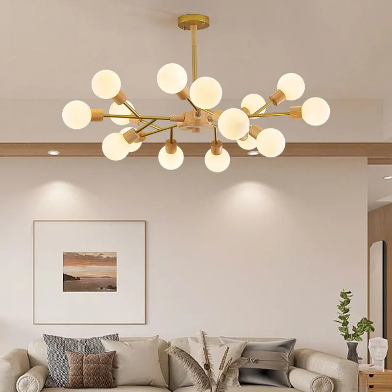 lustre à led en bois nordique pour décoration intérieure moderne