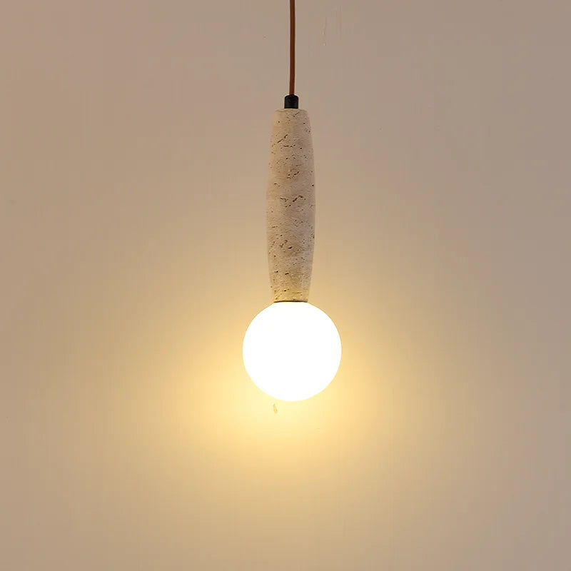 Rétro Pierre Naturelle Art Suspension Lumière Vintage Abat-Jour En Verre Blanc LED Lustre Chambre Chevet Décoration Luminaires