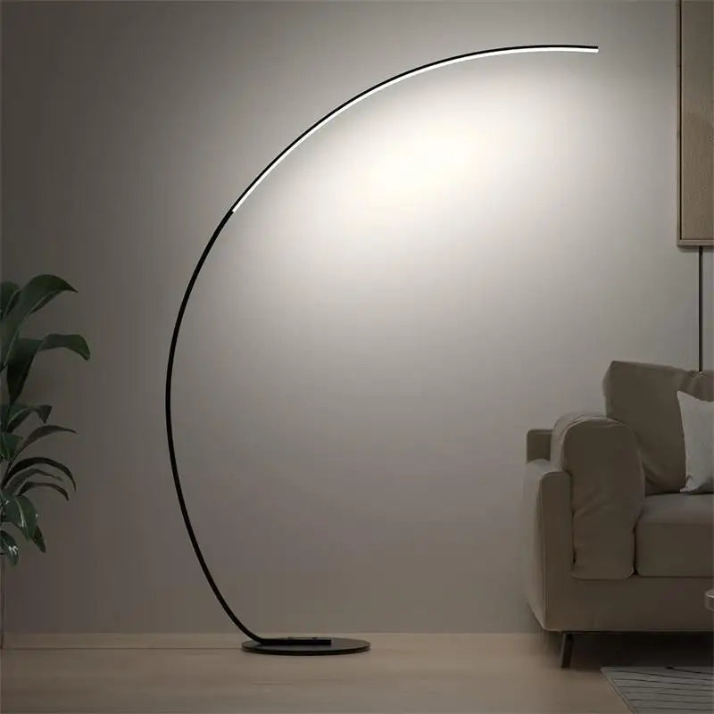 Modern Black Metal Arc Floor Lamp with LED Lighting - Elegant Design for Living Room and Office