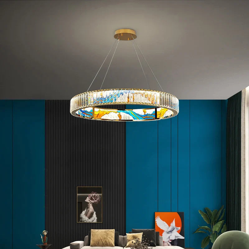 Modern Dimmable LED Decorative Circle Chandelier in Steel
