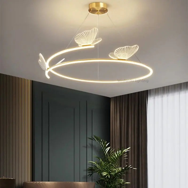 Round Butterfly-Shaped LED Design Chandelier