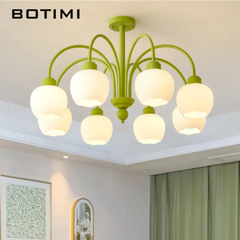 botimi Modern Chandelier with 8 Nordic Glass Lampshades