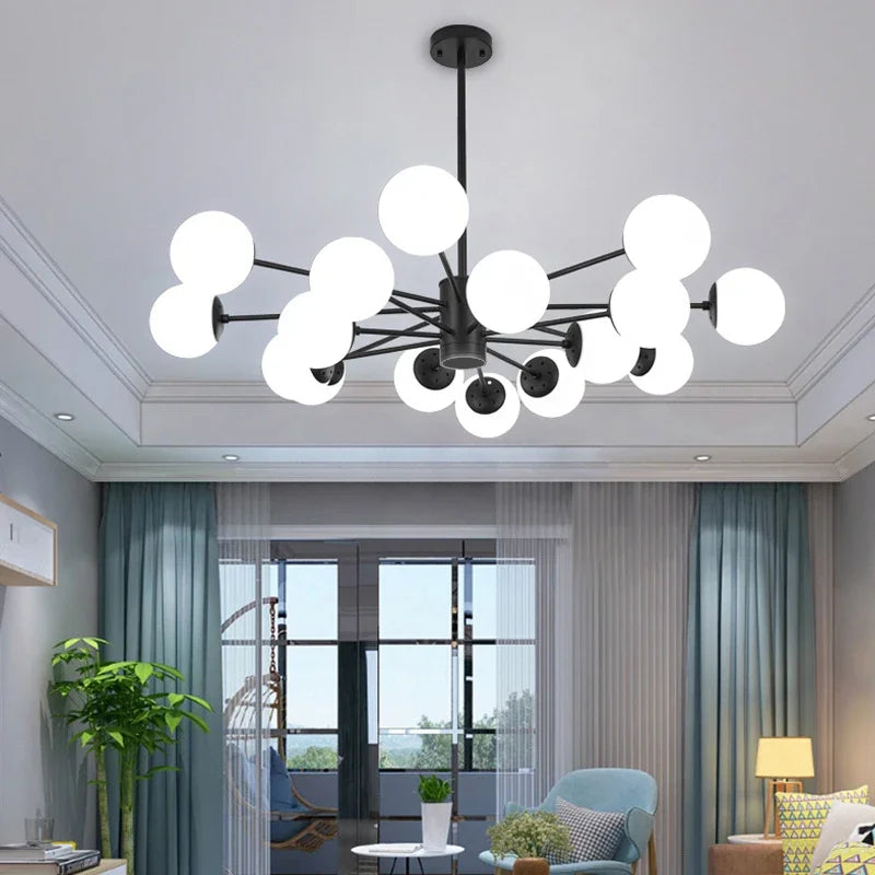 Modern glass chandelier for bright interiors
