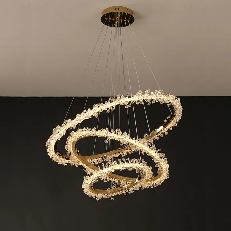 Modern Luxury Crystal LED Dimmable Ring Chandelier