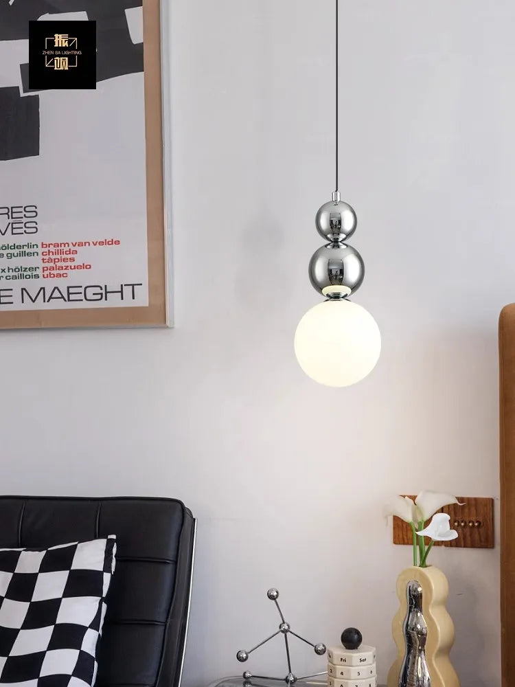 minimalist Nordic style cream glass ball chandelier