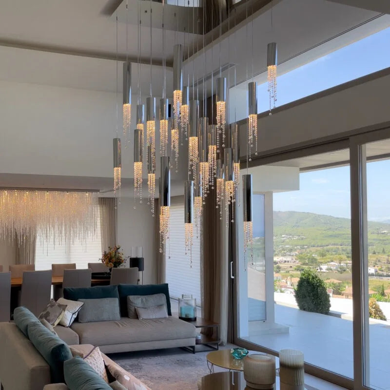 Modern luxury LED crystal chandelier for staircase
