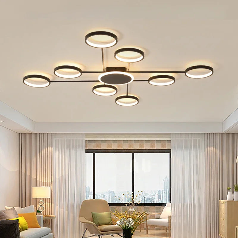 Modern LED Chandelier with Remote Control, Interior Design Pendant Light
