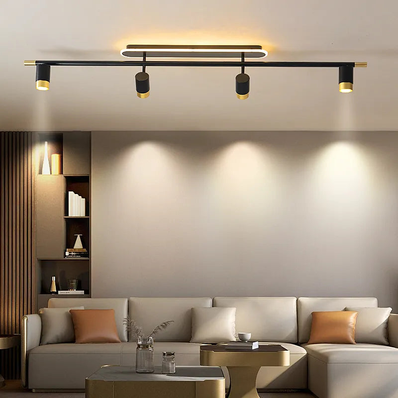 Lustre noir LED contemporain élégant