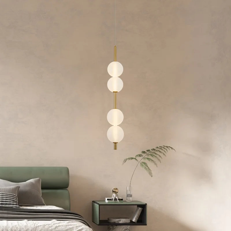 Nordic glass and metal pendant light for various uses with adjustable cord
