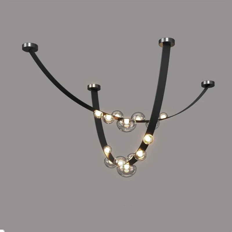 Minimalist leather and glass LED design chandelier for decoration