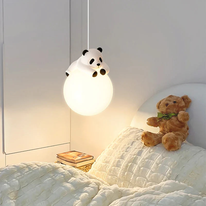 panda resin pendant light for children's bedroom