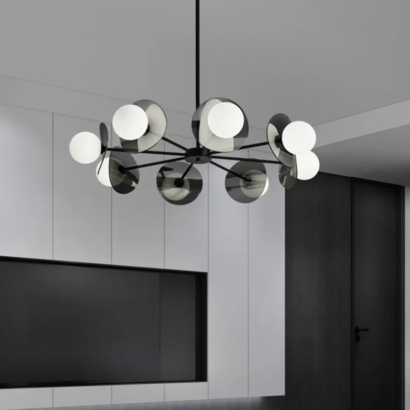 Luxury copper chandelier with Italian minimalist LED light
