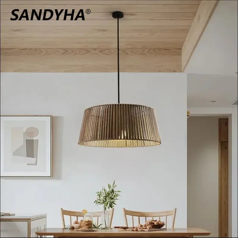 lustre nordique sandyha corde tissée lampes led suspendues