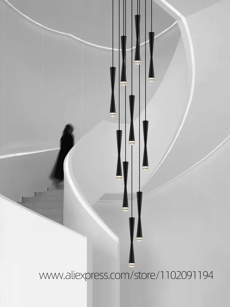 luxury duplex LED pendant modern chandelier staircase hotel lighting