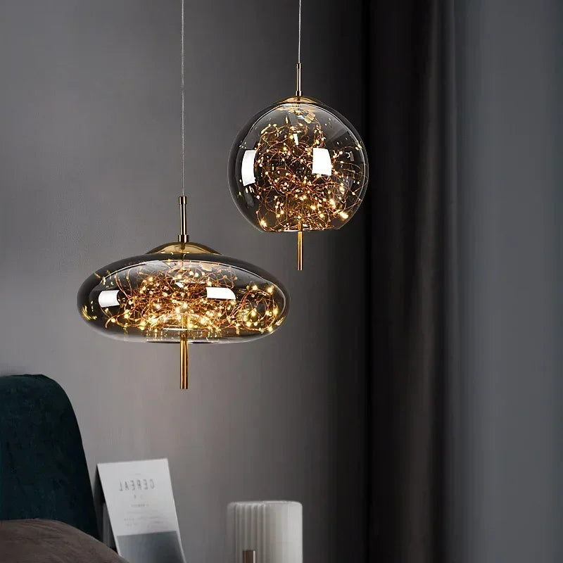 Modern Scandinavian Cylindrical Oval Glass Pendant Lamp with 1 Light Point for the
