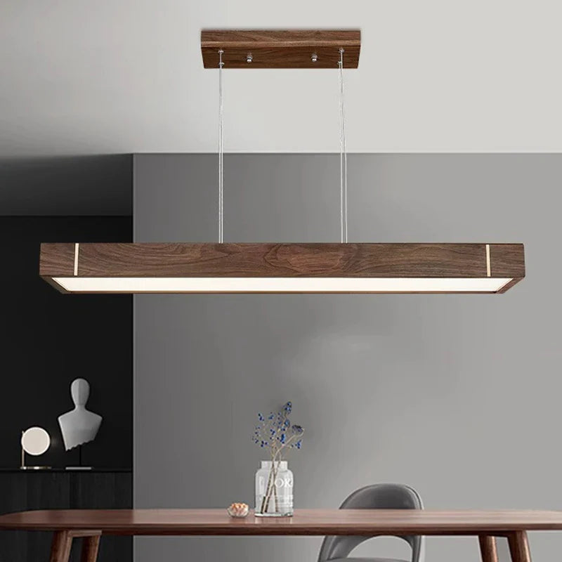 Lustre led modernes design bois foncé pour décoration intérieure