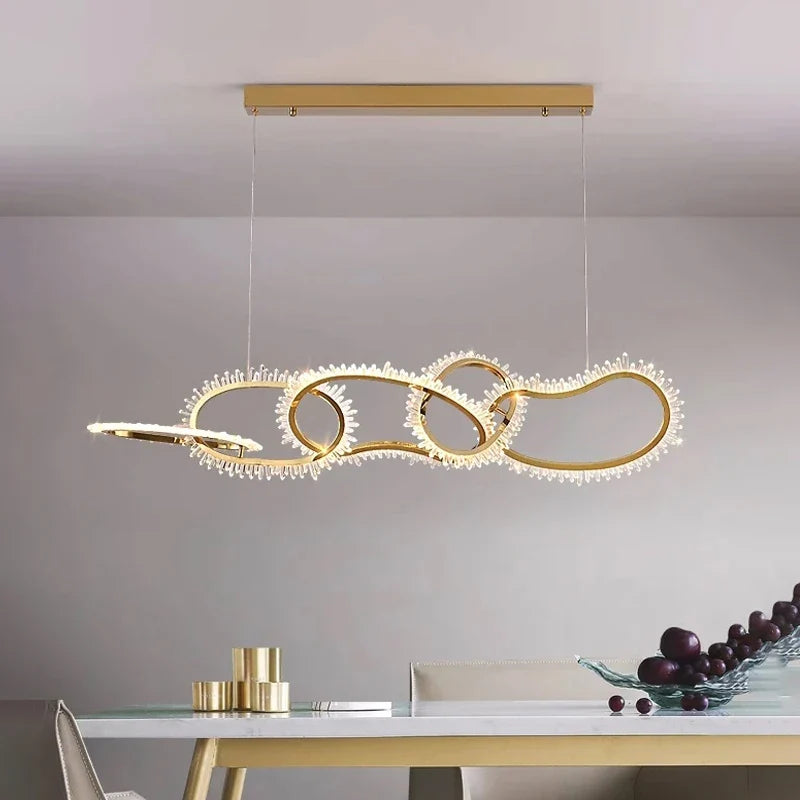 Luxury crystal chandelier with modern LED rings