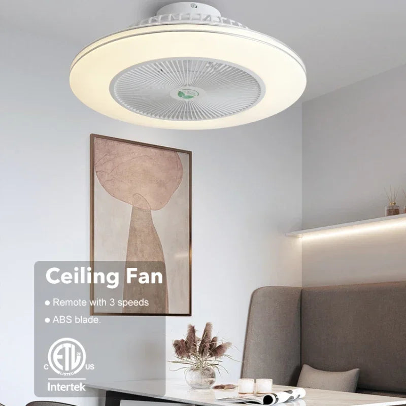 ventilateur de plafond led moderne avec télécommande et lustre