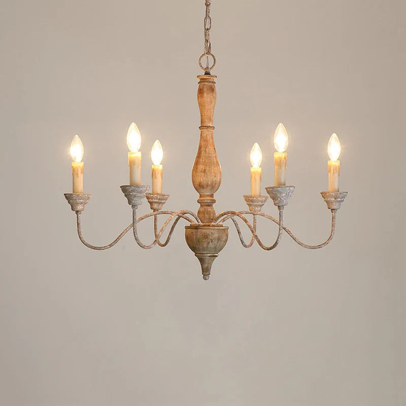 lustre en bois style Américain Rural Vintage salon salle à manger chambre suspension café magasin de vêtements plafonnier