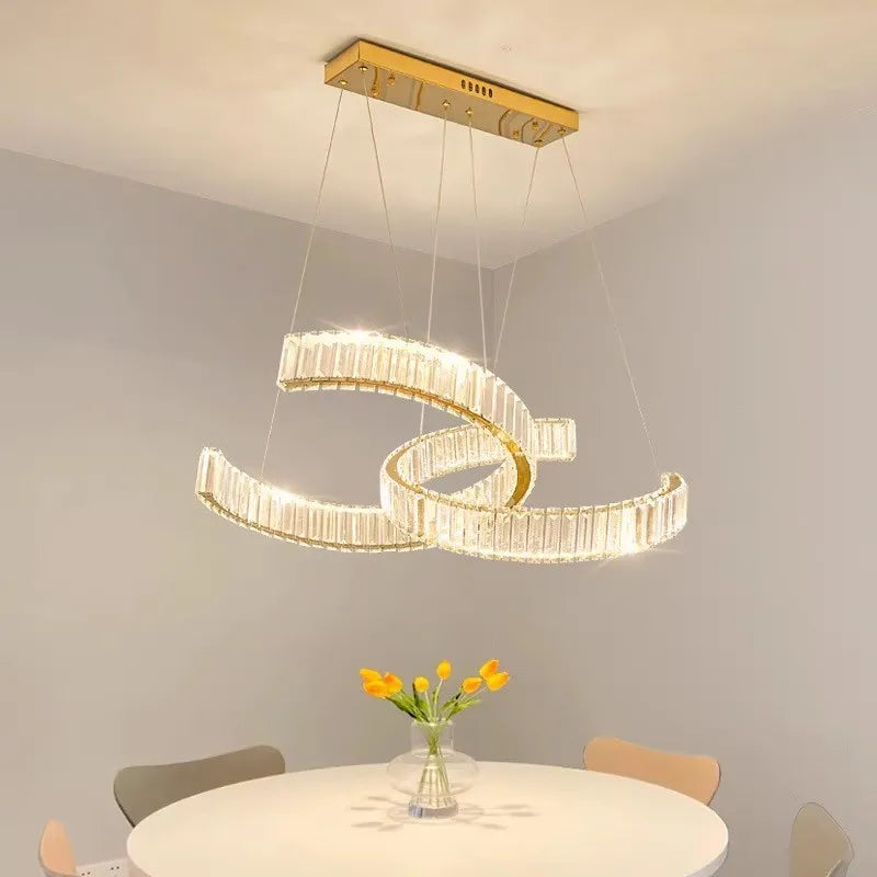 lustre en acier inoxydable cristal postmoderne