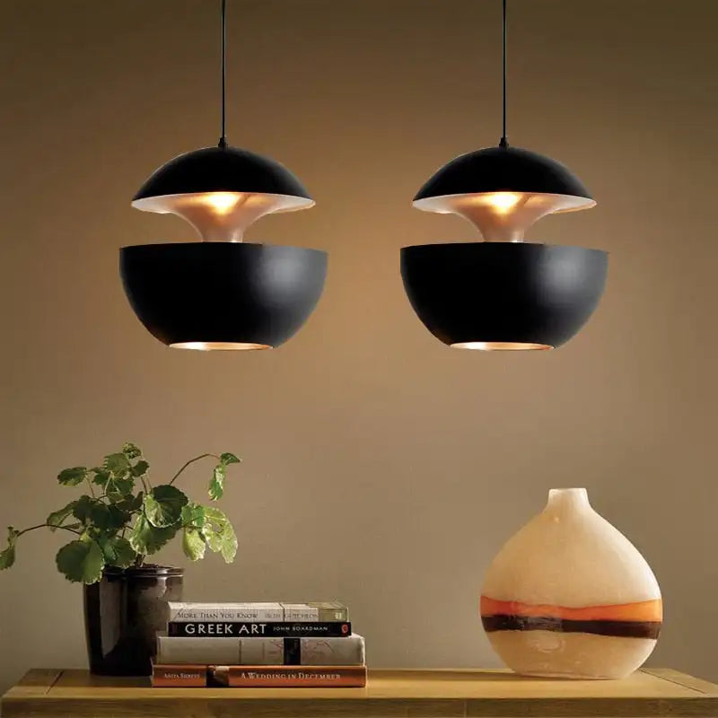 Auralune – Designer LED Pendant Light in Black and Gold Metal
