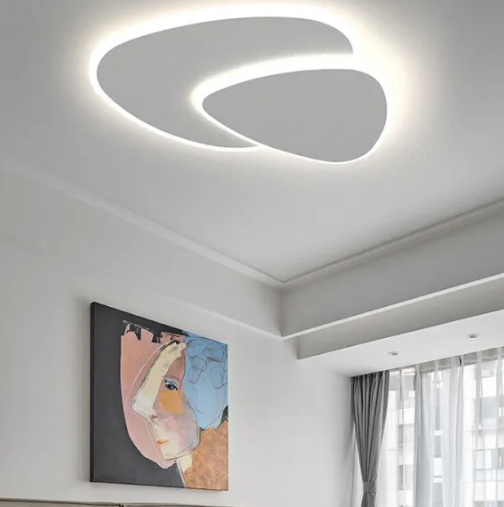 Quinn – Plafonnier Triangle Moderne en Métal et Acrylique Blanc pour Salon