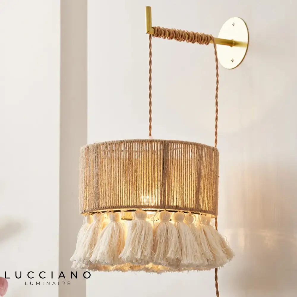 Applique Murale avec Cordon en Bambou