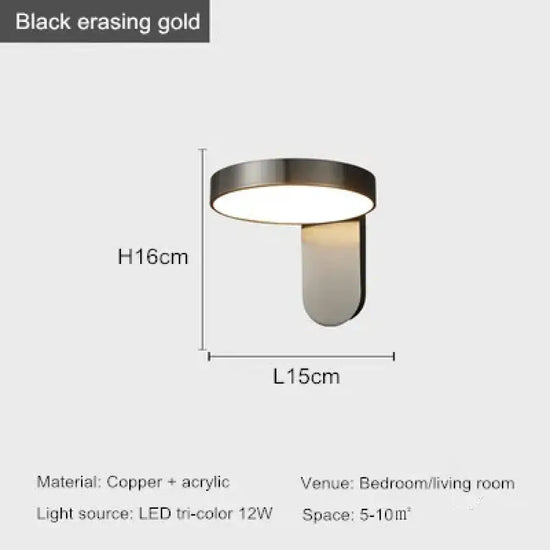 Applique Murale Cuivre Élégante Minimaliste Noir Effaçant L’or / Chine Chambre