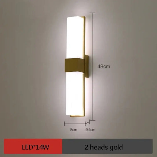 Applique Murale Design Épurée Et Minimaliste 2 Têtes D’or / Chine Blanc Chaud (2700-3500K) Chambre