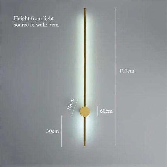 Applique Murale Led Dorée Minimaliste Élégante. 100 Cm / Lumière Neutre 4000K Chambre