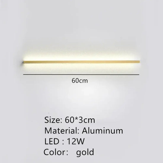 Applique Murale Led Moderne Design Minimaliste Élégant 60Cm-Or / Lumière Naturelle Chambre