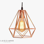 Cage Suspendue Diamant Vintage Couleur Rose Gold Luminaire Doré