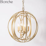 Cage Suspension Sphérique Dorée Country Luminaire Chambre