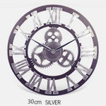 Horloge Murale Métal Vintage Chiffres Argenté - Romain / 30Cm Luminaire Doré