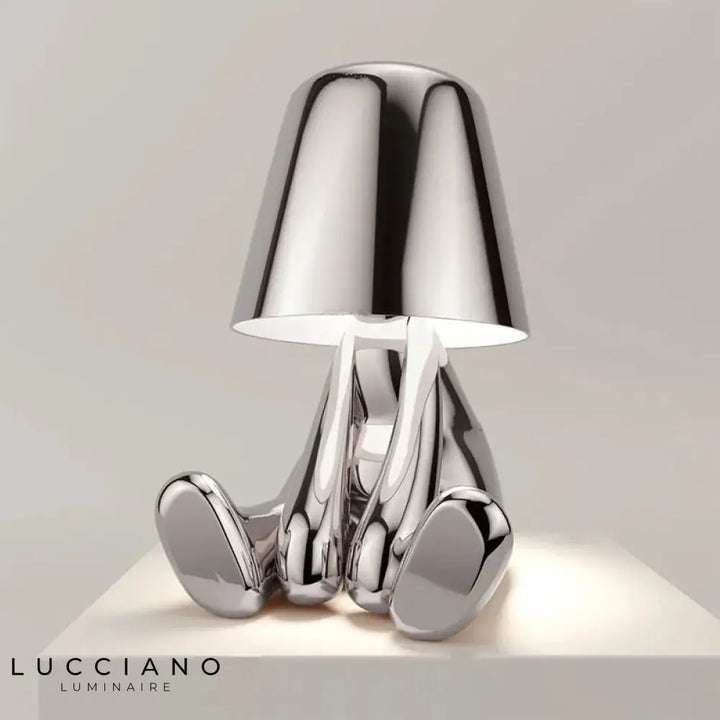 Lampe de Chevet Bonhomme Tactile Rechargeable Or & Argent
