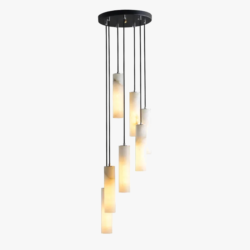 Designer chandelier pendant light with adjustable cord and natural marble