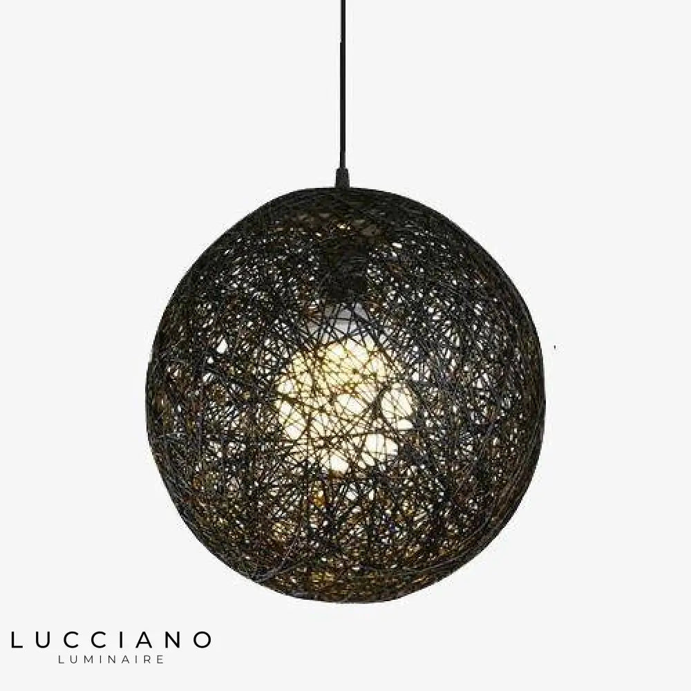 Lampe Papier Boule Wicker Noir / 15Cm Luminaire Chambre