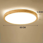 Led En Bois Stylisé Plafonnier Rond - 60Cm Luminaire Chambre